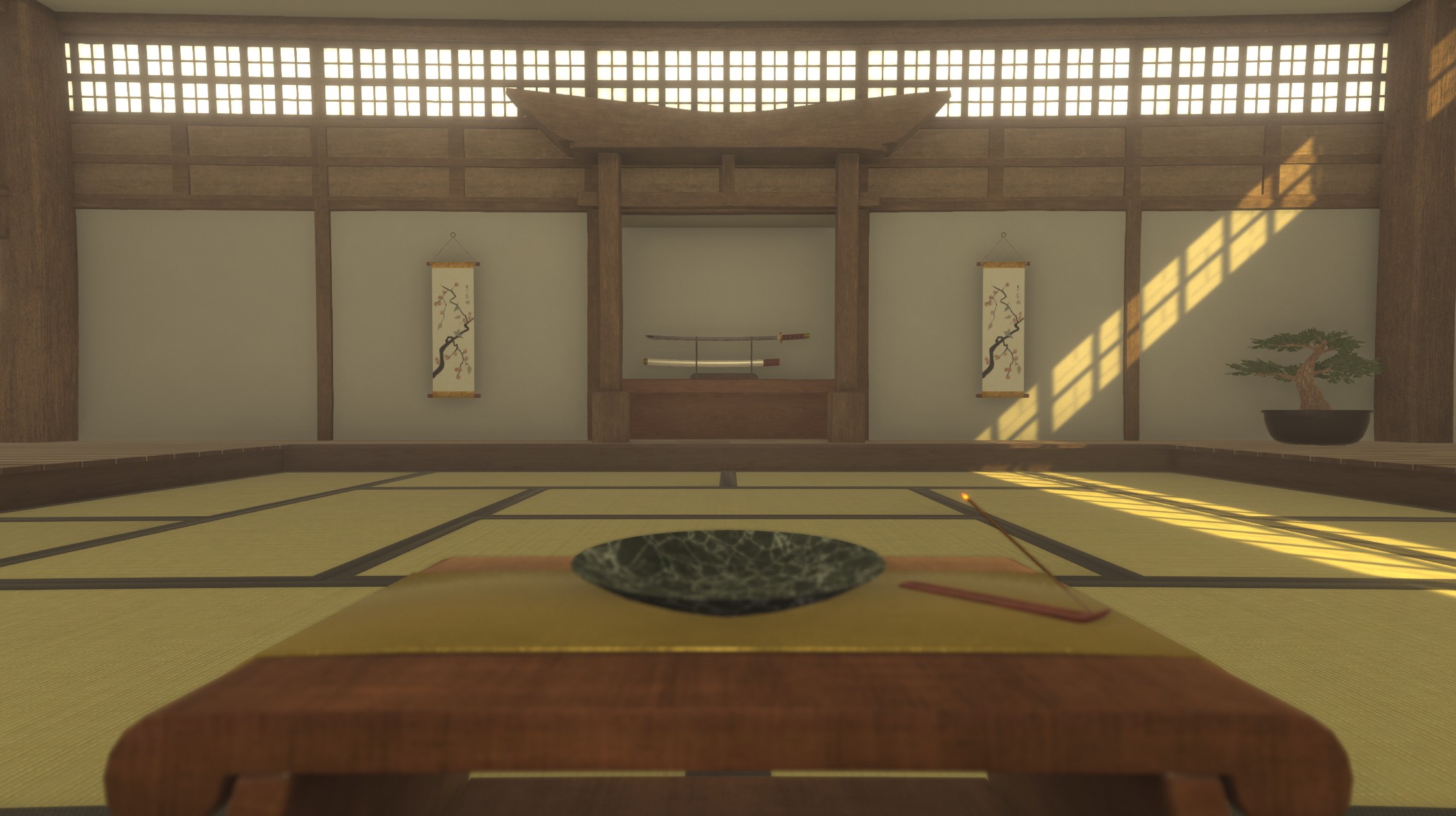 Environnement 3D d'un dojo pour application VR