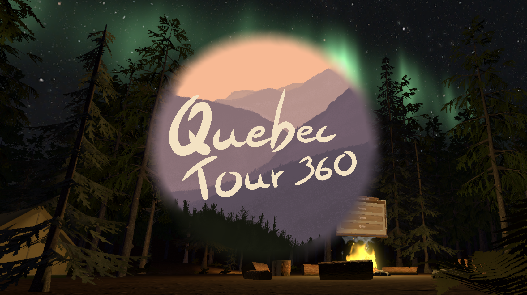 Interface de l'application de visite virtuelle Québec Tour 360